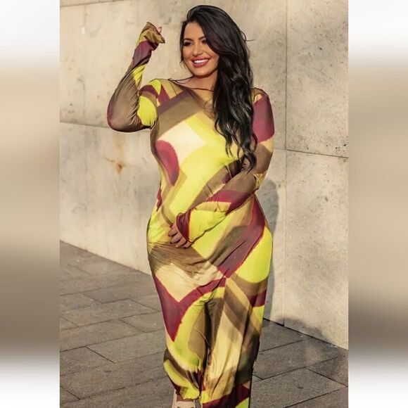 NWT VIRAL ZARA PRINTED MAXI DRESS TULLE BROWN GREEN MULTI - Picture 14 of 16